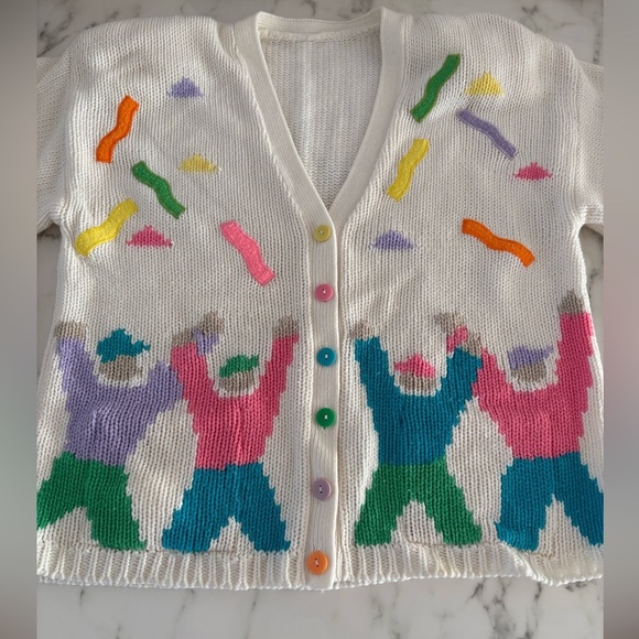 Vintage 1980’s knit cardigan party/ fun confetti - Picture 6 of 13